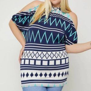 Chevron print off the shoulder halter top